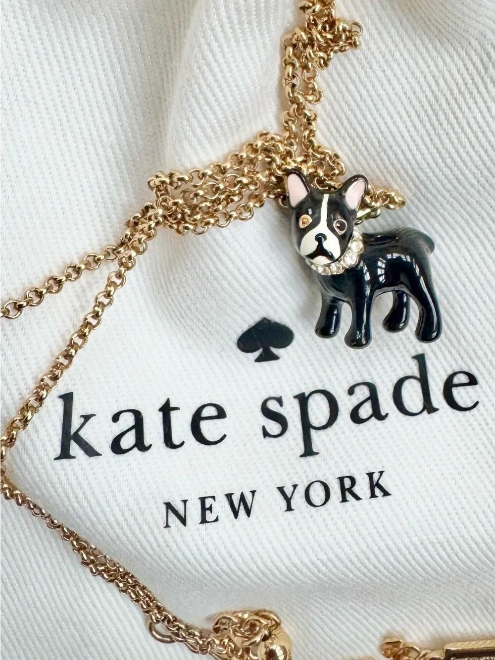 Kate Spade New York Ma Chérie Antoine French Bulldog mini pendant necklace